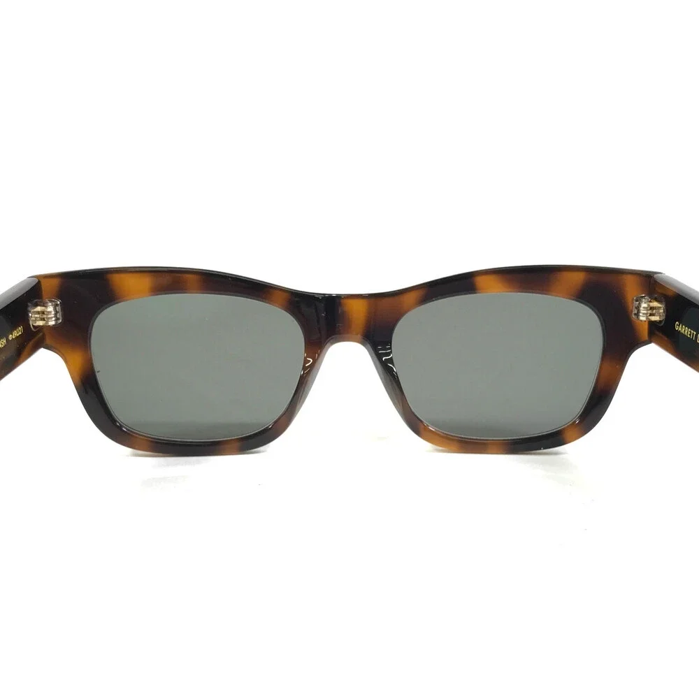 Garrett Leight Sunglasses WOZ SPBRNSH Shiny Tortoise Frames with Gray Lenses